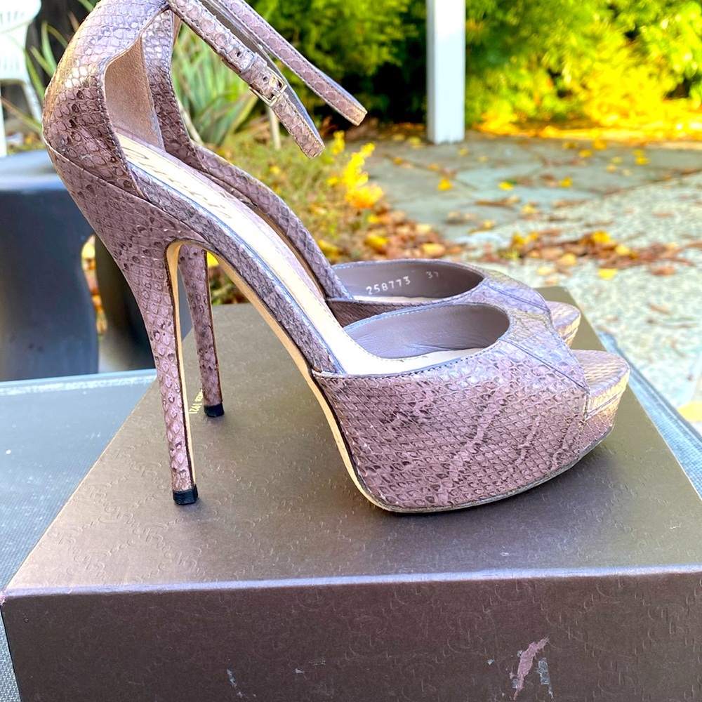 Gucci Python Stiletto Platforms, It Size 37 - image 1